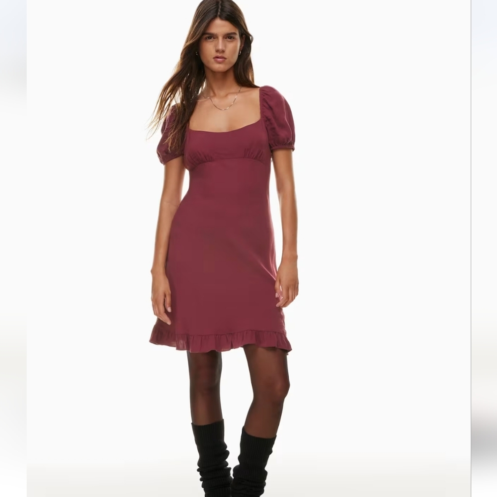 NWT Aritizia Sunday Best Mariposa Dress in Spiced Burgundy Sz Medium